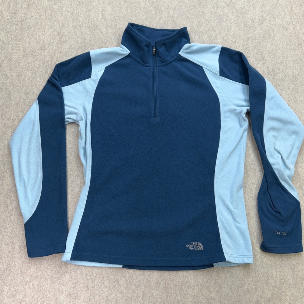 The North Face Fleece Women M TKA 100 1/4 Zip Blue Gorpcore Hiking Granola Cabin